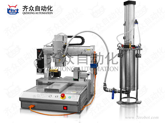 活塞儲料桶型膠閥臥式三軸全自動點膠機